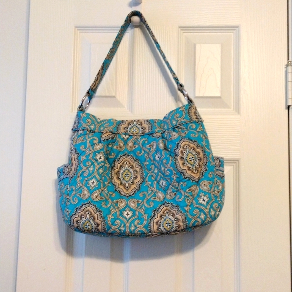 Vera Bradley Reversible Tote Totally Turquoise Quilted Cotton